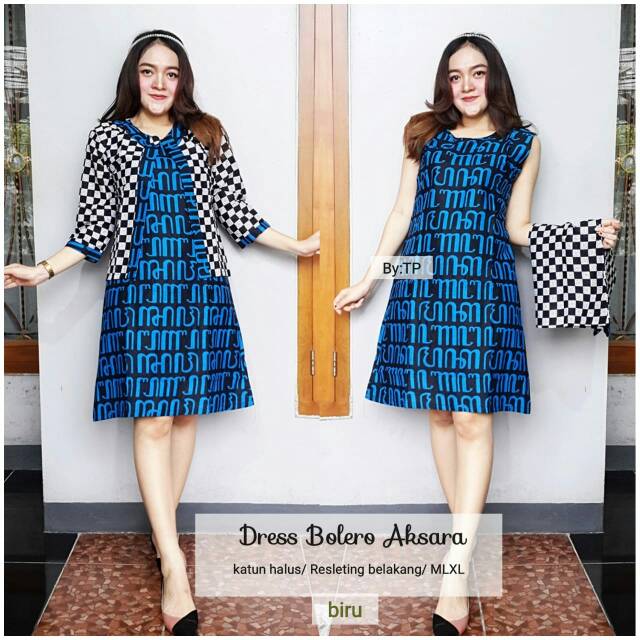 DRESS BOLERO AKSARA MURAH DRESS BATIK BOLERO DRESS MINI BATIK BAJU NATAL