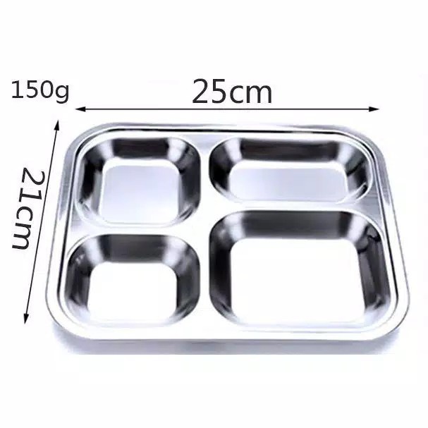 Piring Makan / Kotak Makan Sekat 4 Steinless Steell #98