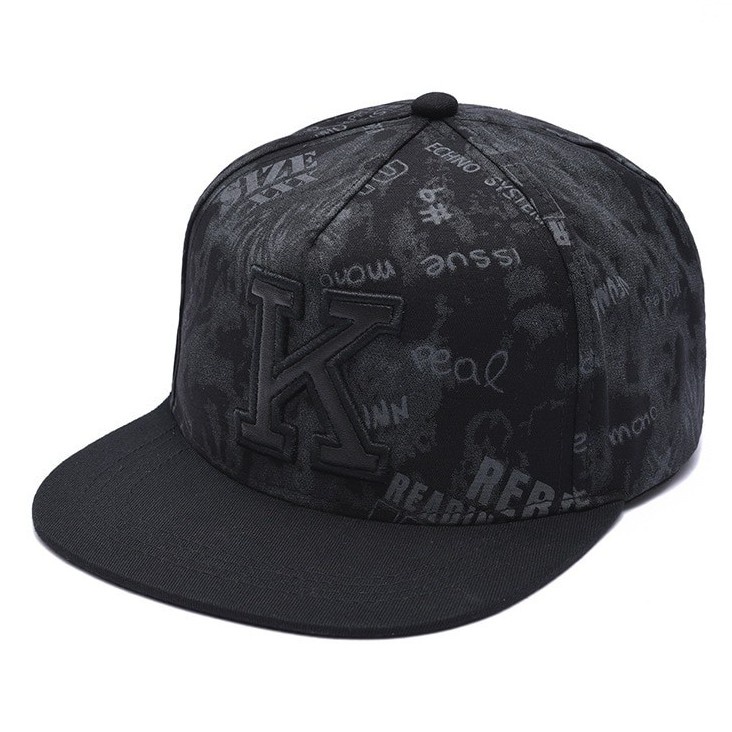 Topi Snapback Adjustable Motif Bordir Huruf K Bahan Katun Gaya Hip Hop