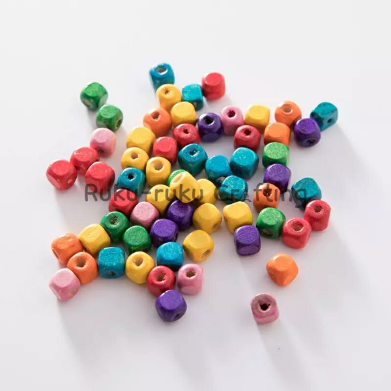 (50 Pcs) Manik Mote Kayu Mote Makrame Wooden Beads