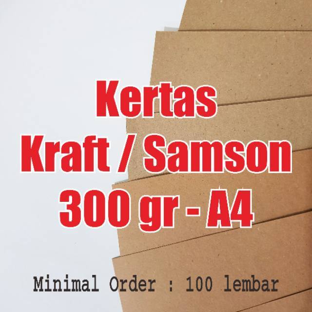 

( 100 lembar ) Kertas samson kraft 300gr A4 brown paper (READY STOCK)