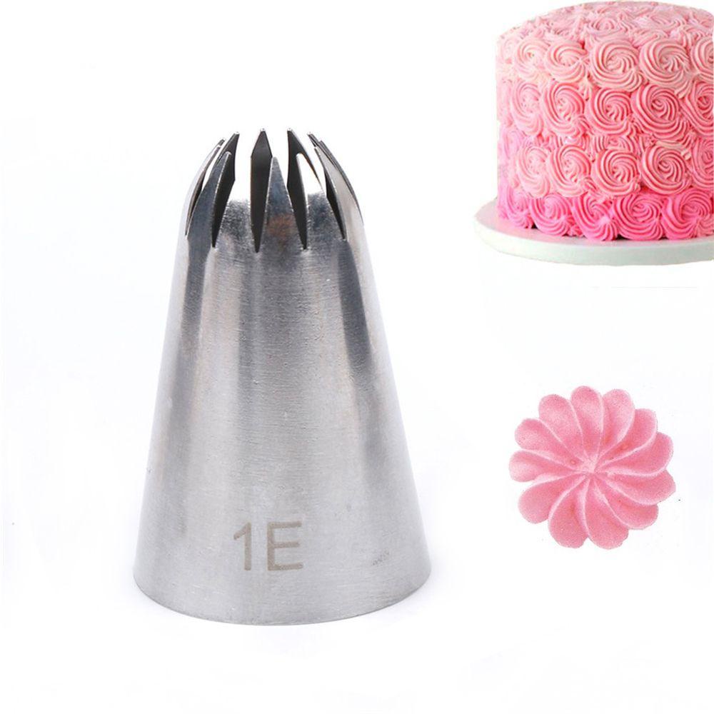 Solighter 4pcs Bunga Icing Piping Nozel Rusia Besar Pastry Tips Stainless Steel Cupcake Ice Cream Alat