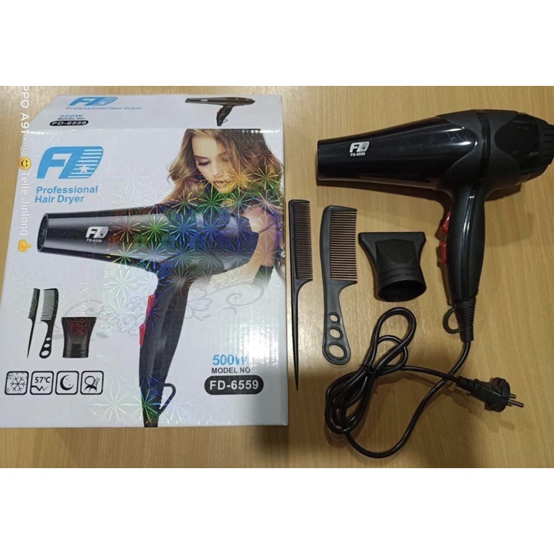 Promo Hair dryer FD 6559 Alat Elektronik Alat Pengering Rambut Hairdryer Free 2pcs Sisir Rambut