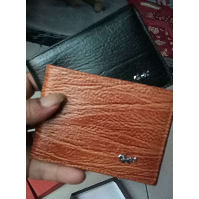 AFRIZRIZAL Dompet Kulit Pria Tipis Mini Slim Wallet (Kulit Sapi Asli) MOTIF SERAT KAYU