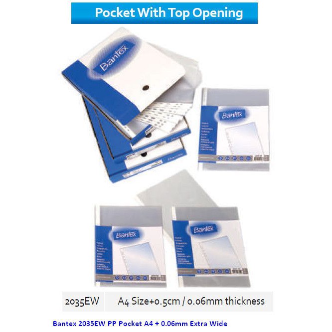 

PP POCKET BANTEX 2035 EW SIZA A4+0.5 cm 100 PCS