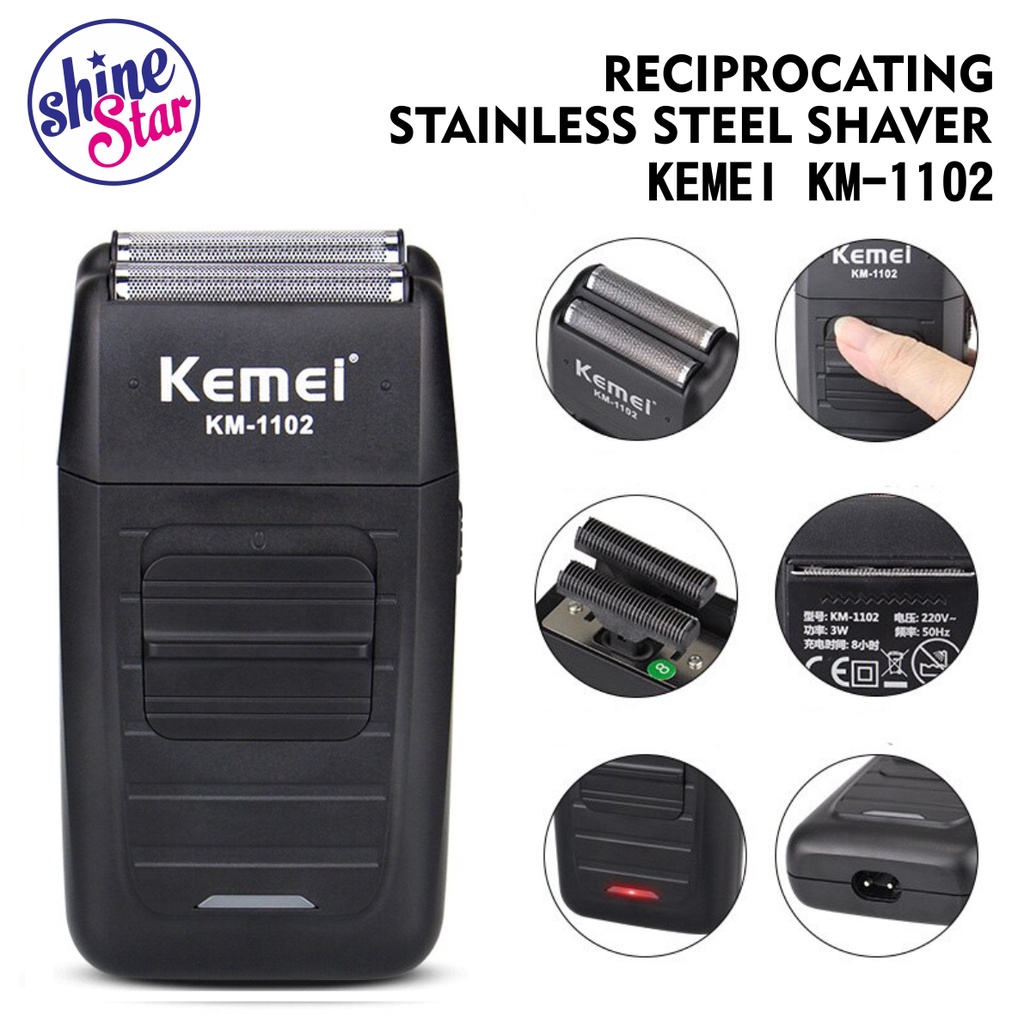 SHINE STAR - ( COD ) Kemei KM-1102 Alat Cukur Kumis /Jenggot Brewok Rambut -Recharger - Shaver Kemei KM 1102