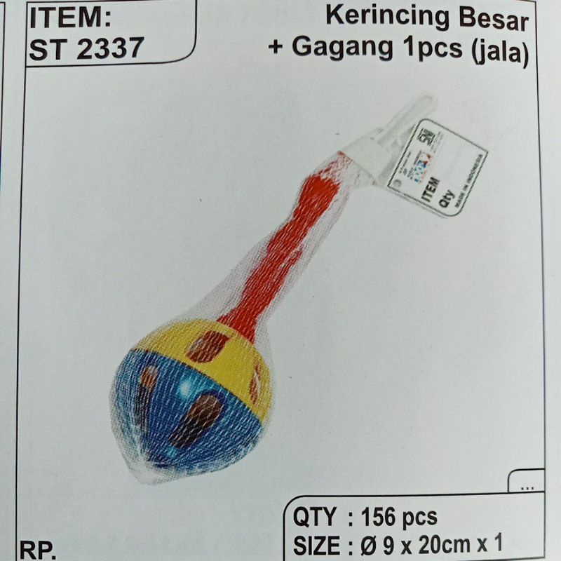 ST 2337 - Mainan Krincing Rattle Gagang untuk Bayi Ukuran Besar isi 1 PC Kemasan Jala ST2337