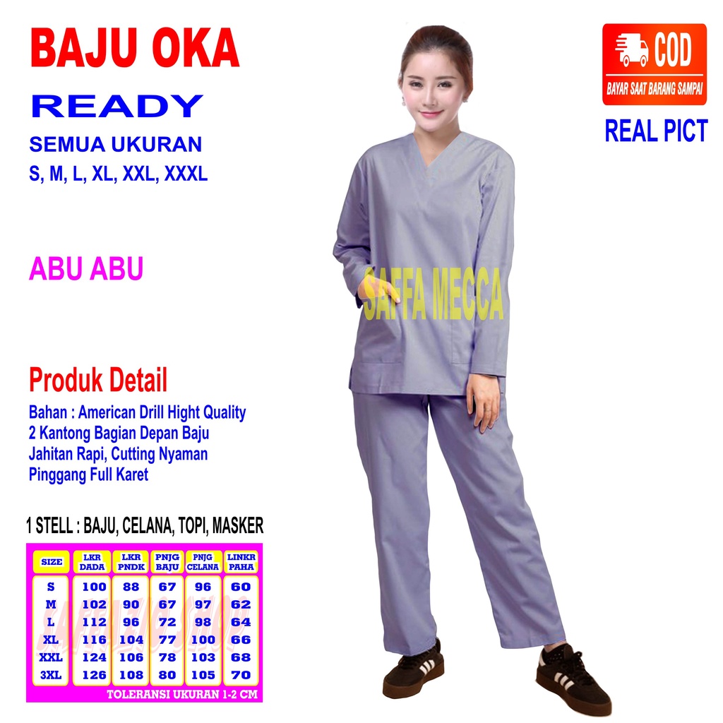 Baju Oka   Baju Oka Lengan Panjang  Scrub Perawat  Scrub Lengan Panjang  Baju Jaga  Baju OK  Baju Perawat / Pria / Wanita Harga Murah Terbaru Lengan Panjang COD