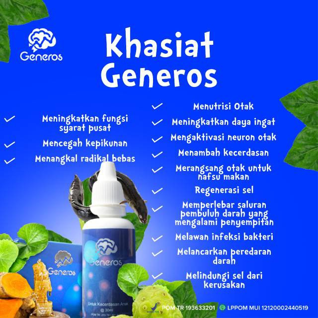 Generos - Original Generous Brainking Plus Vitabrain Multivitamin Solusi Atasi Speech Delay Telat Bicara Autis Hyperaktif Hiperaktif Anak &amp; Tingkatkan Konsentrasi Kecerdasan &amp; Daya Ingat Lancarkan Peredaran Darah