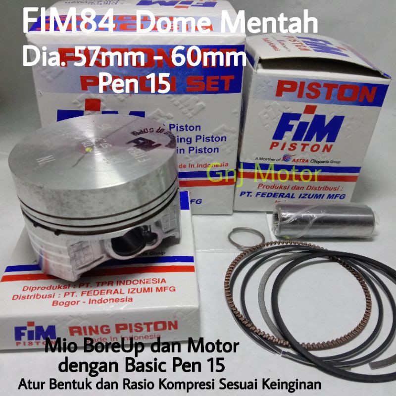 Seher piston kit FIM modifikasi motor pin 15 custom dome bahan mentah DM 57 57.5 58 58.5 59 59.5 60 