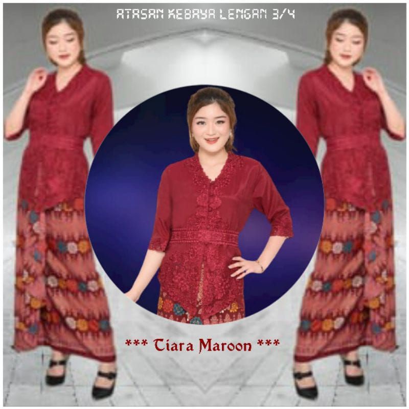 Kebaya Encim Golden Modern Katun Silky Korea Kombinasi Brukat  Bordir