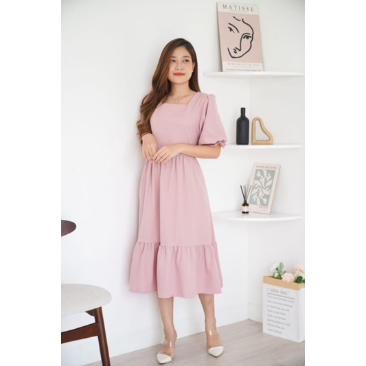 Dress Wanita Korean Vintage Fanny Dress Amanda