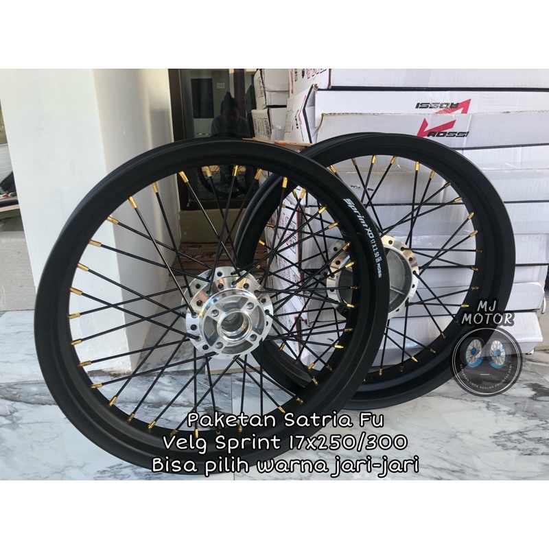 Paketan Velg Jari jari Satria Fu 17x250x300 Tapak lebar siap pakai