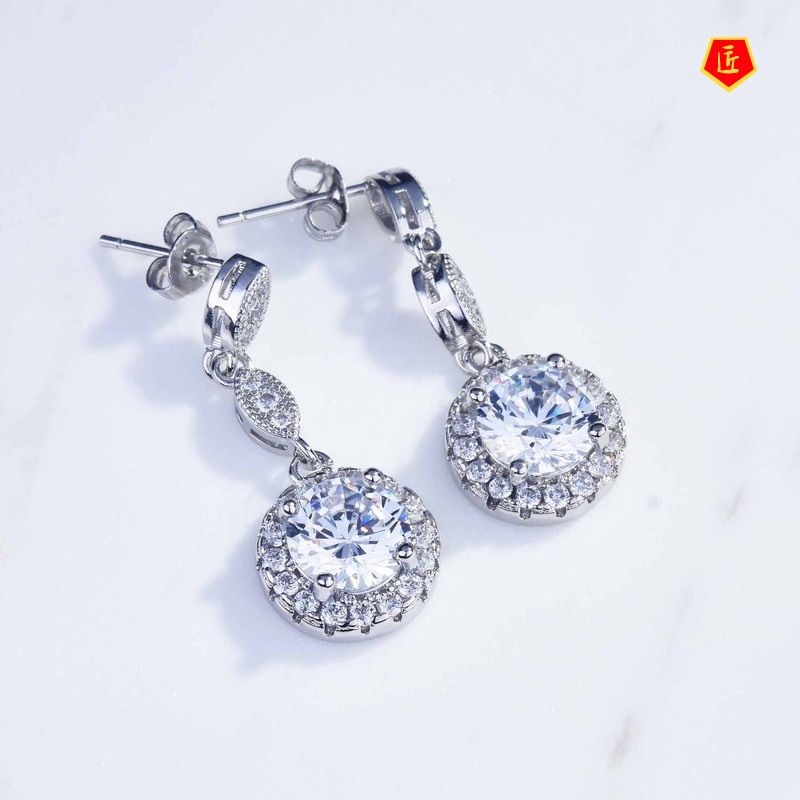 [Ready Stock]925 Silver Simple Classic Moissanite Stud Earrings