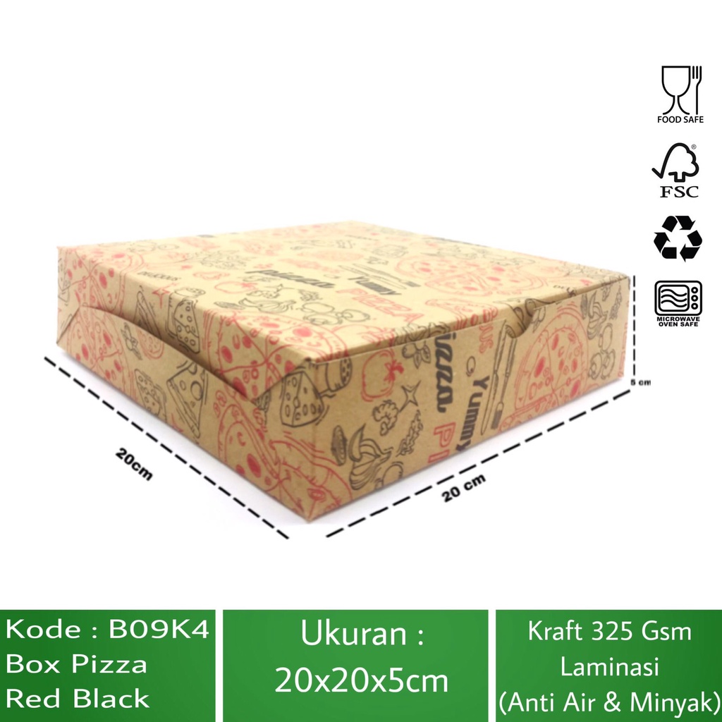 Box Pizza 20X20 Tebal 325 Gsm Kardus Pizza (B9K4Z1-Laminasi)