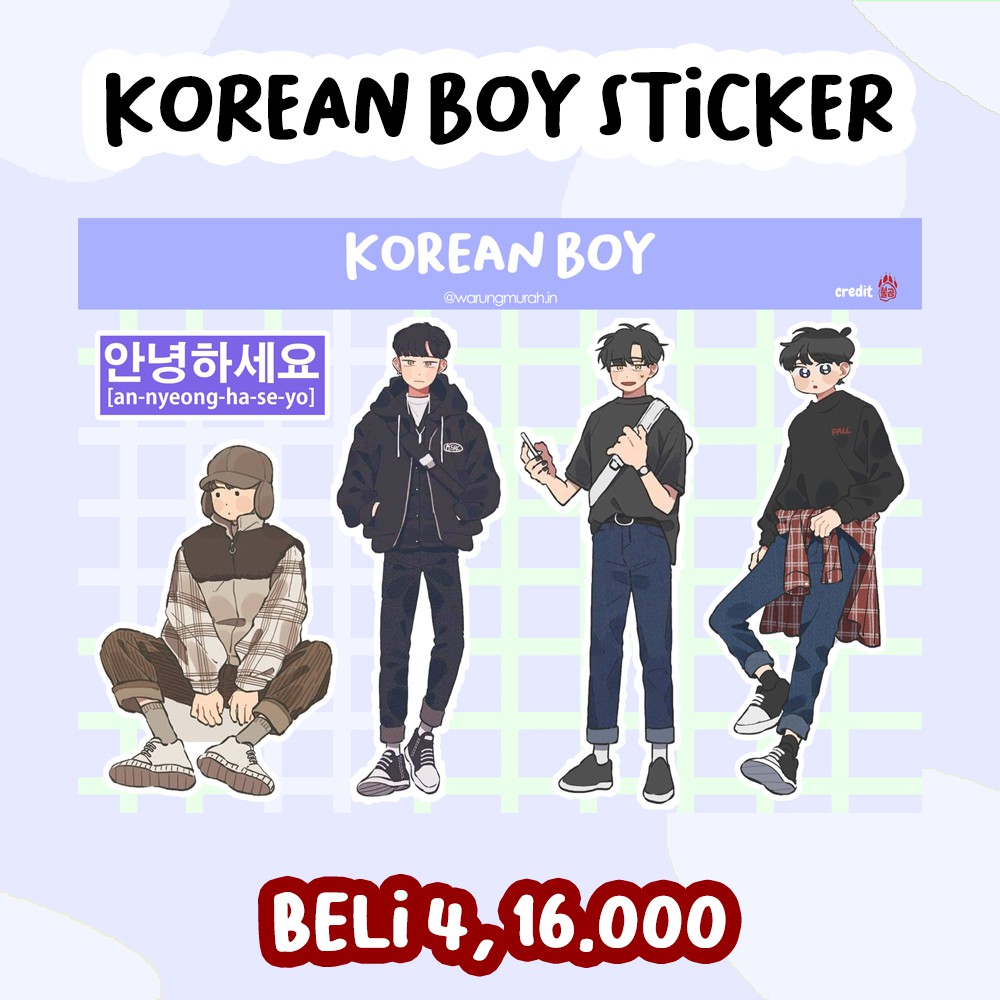 

[BELI 4, 16.000] KOREAN BOY STICKER AESTHETIC, LUCU, MURAH, BERKUALITAS, ANTI AIR, SUDAH CUTTING