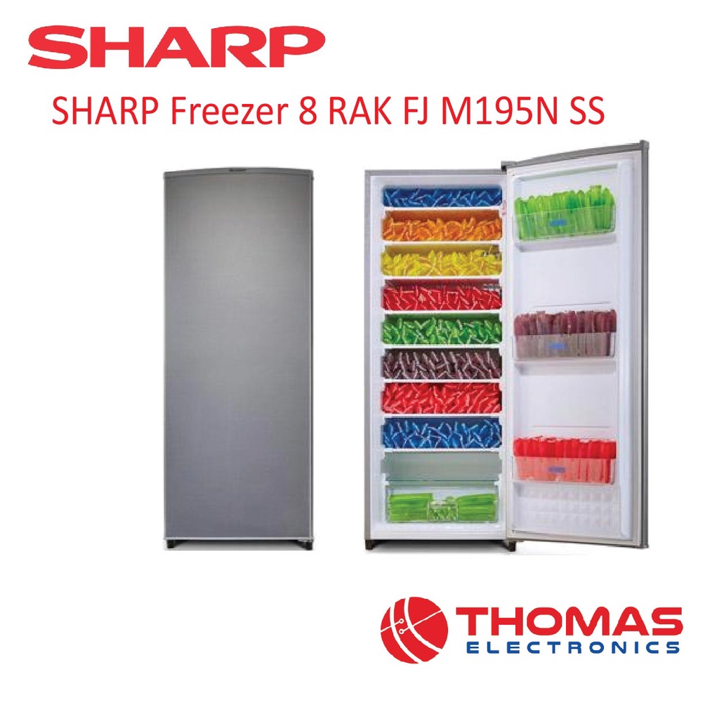 Sharp Freezer 8 Rak FJ M195N SS Kulkas Freezer Satu Pintu FJM195NSS Garansi Resmi