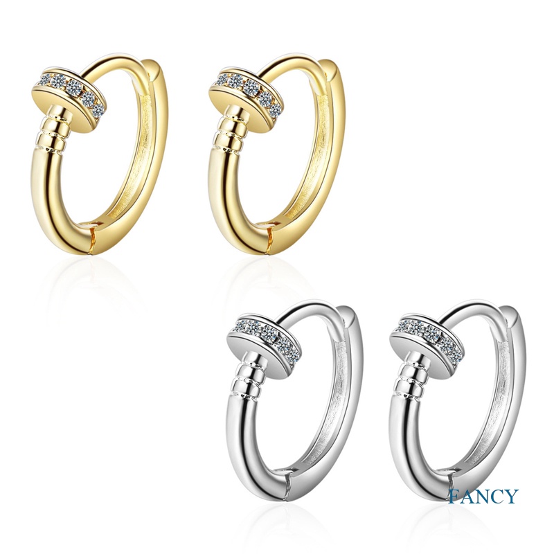 Anting Hoop Stud Bahan 925 Sterling Silver Untuk Unisex