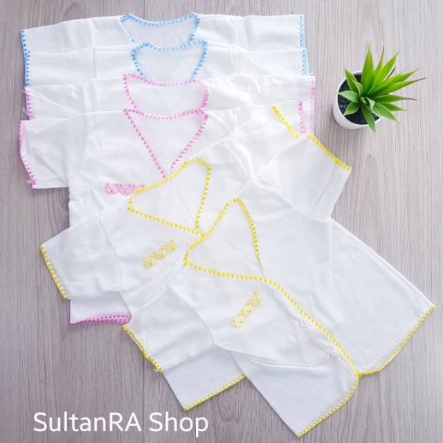 6 Pcs (1/2 Lusin) Baju Bayi Lengan Pendek 0-4 Bulan Boboko POLOS Newborn Baju TANGAN PENDEK | PANJANG