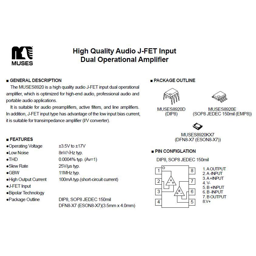 [Bayar Di Tempat]MUSES 8920 Amplifier Audio Dual Operational HIFI