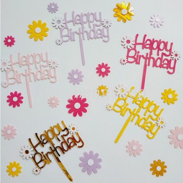 Topper Kue Bentuk Bunga Daisy Bahan Akrilik Warna Permen Untuk Dekorasi Pesta Ulang Tahun