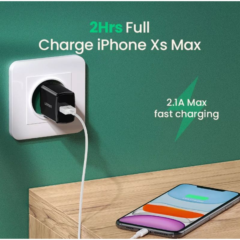 Ugreen Charger Iphone 5 6 7 8 Plus X XR XS Max Ipad Daya 10,5W