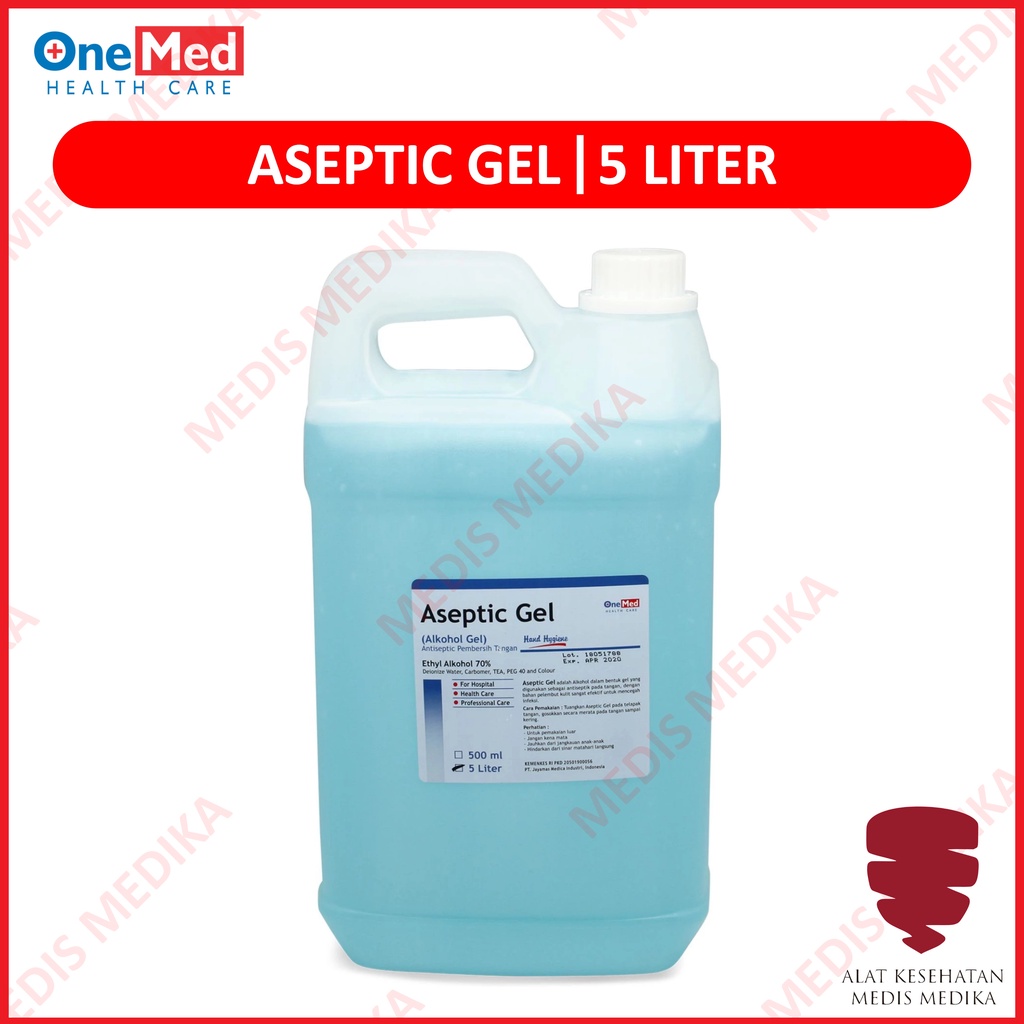 Aseptic Gel Plus 5L Onemed Hand Sanitizer Perlindungan Tangan Alkohol Antiseptik 5 Liter