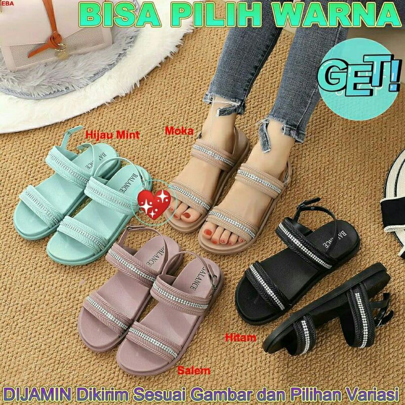 Sandal Jelly Wanita Import Tali Belakang Ban 2 Mote BLC 6688-1