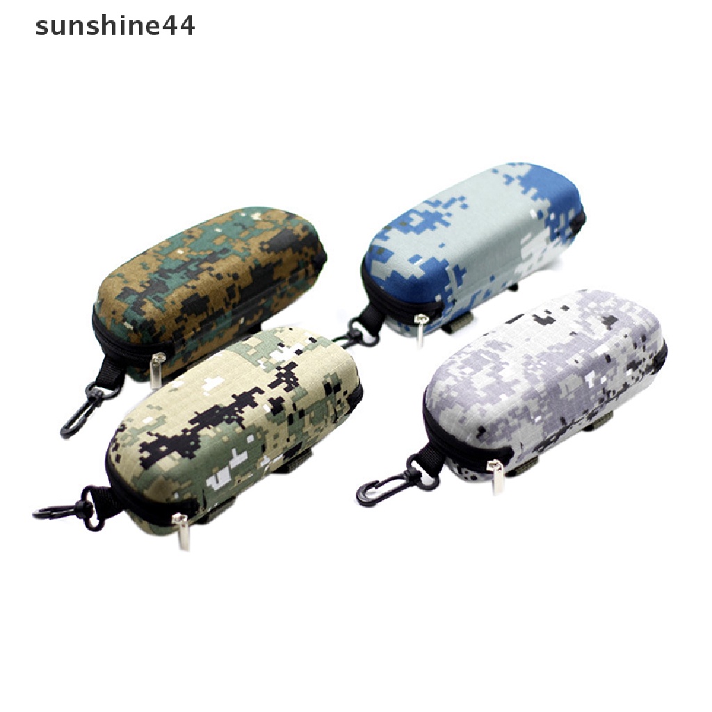 Sunshine Kotak Kacamata Hitam Portable Motif Camo Dengan Resleting Untuk Outdoor