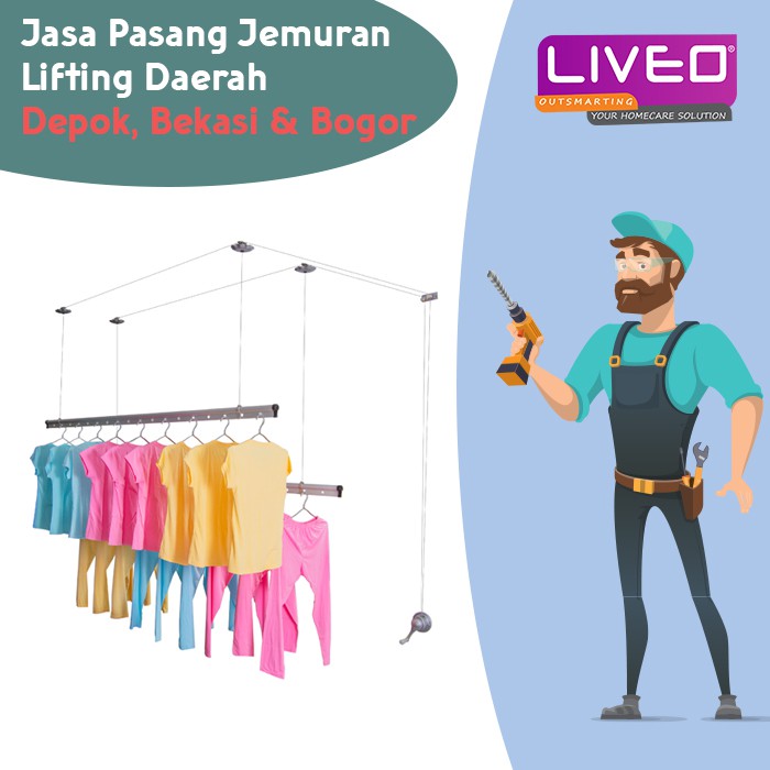Jasa pemasangan jemuran tipe lifting daerah Depok, Bekasi, Bogor kota