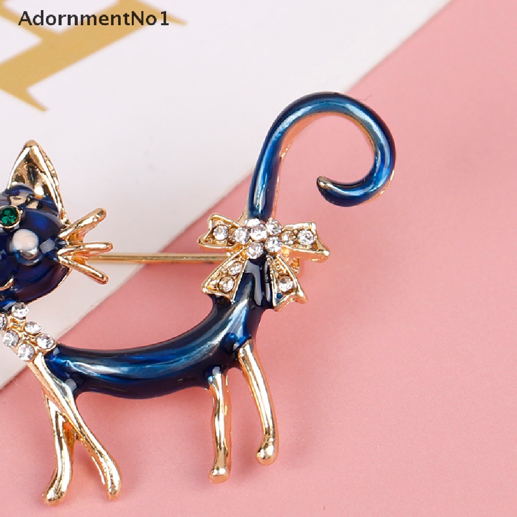 (AdornmentNo1) Bros / Pin Casual Bentuk Kucing Biru Untuk Aksesoris Wanita / Kantor