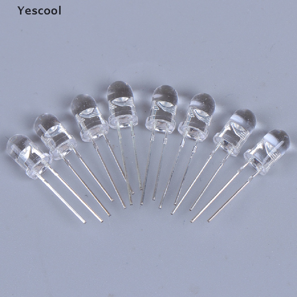Yescool 100 Pcs Lampu LED 5mm Warna Putih Hijau Merah Biru Kuning