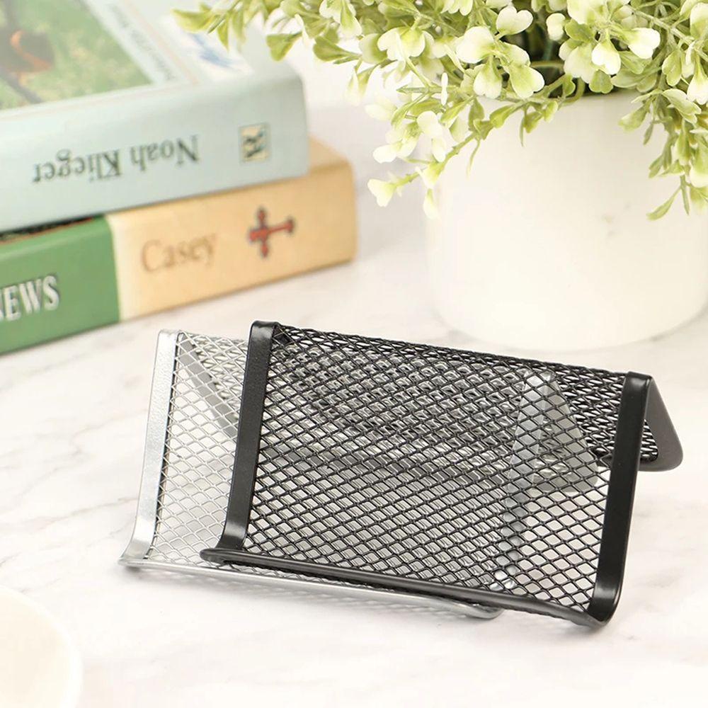 Nickolas1 Holder Kartu Nama Perlengkapan Kantor Hollow Card Memo Clip Holder Hitam Silver Stand Penyimpanan Meja Stand Pajangan Kartu Meja Rumah