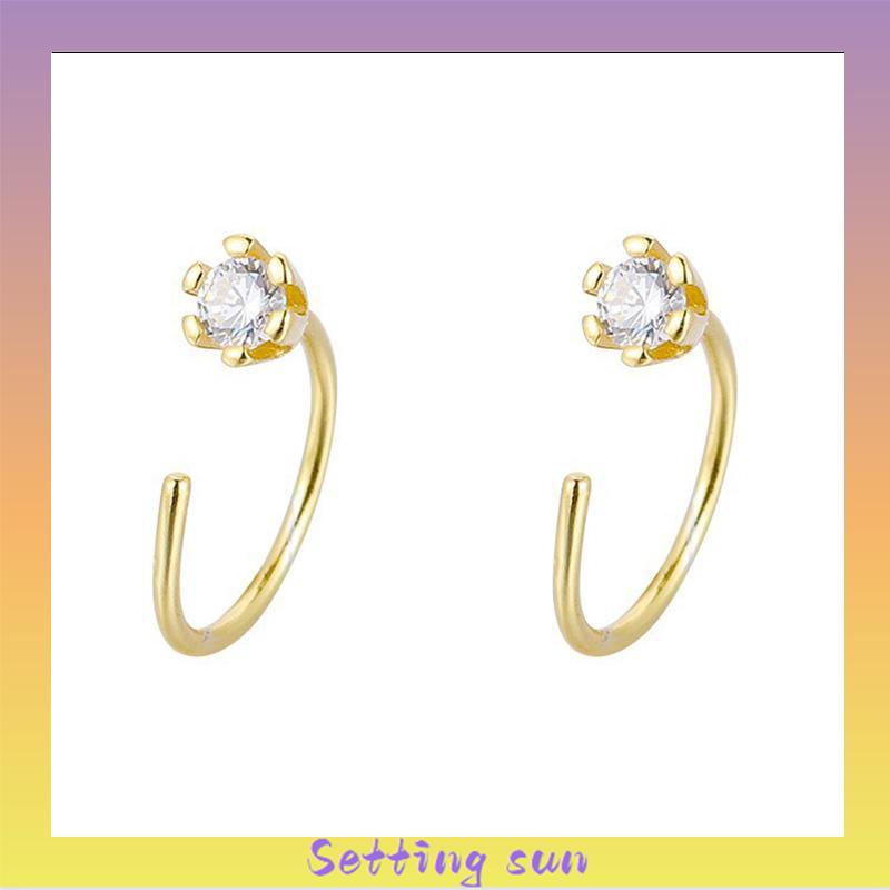 Anting Zirkon Temperamen Fashion Wanita Tidur Gratis Melepas Anting-Anting Trendi Yang Indah TN TN