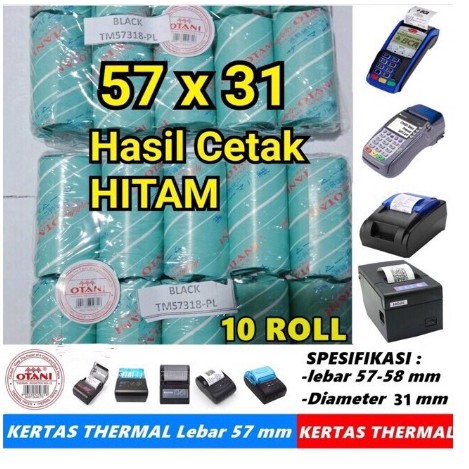 

OTANI KERTAS THERMAL 57MM X 31MM STRUK KASIR 57x31 / 57 x 31 - JUAL PER ROLL