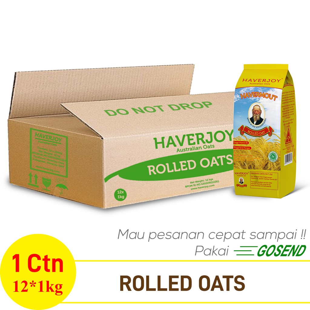 

Haverjoy Rolled oats 1 kg dan 500g - 1 Carton Dus - Halal