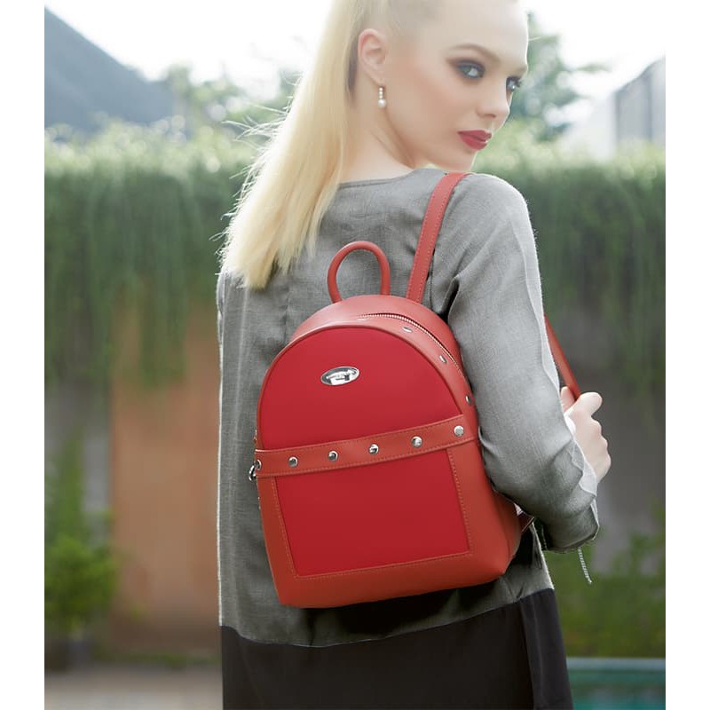 TAS RANSEL WANITA SOPHIE MARTIN DEUXVILLE 3154 KULIT MERAH BACKPACK  A