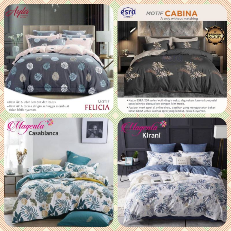 SPREI SEPREI BEDCOVER MOTIF DEWASA BUNGA DAUN MINIMALIS SHABY