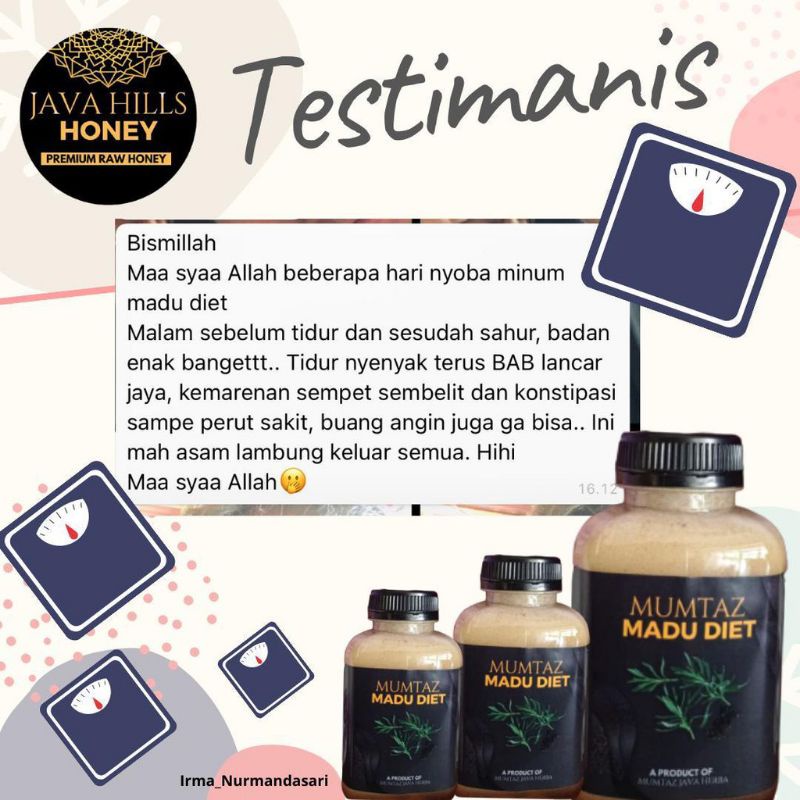 GRATIS SENDOK KAYU || MADU DIET java hills herbal Detox Alami Slim Obat Penurun Berat Badan