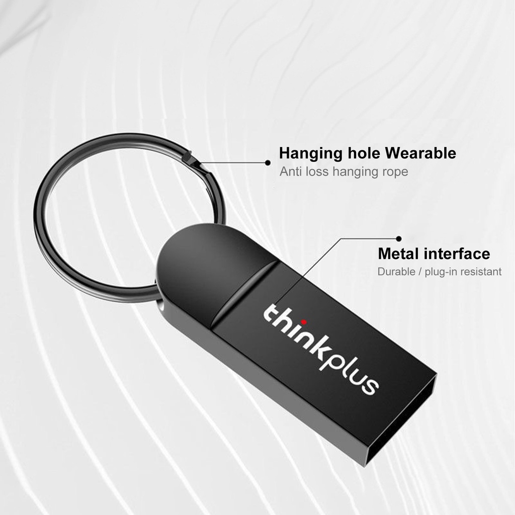 (Huluboy) Lenovo Thinkplus Flashdisk USB 2.0 8 / 16 / 32 / 64G Portable Plug &amp; Play Bahan Logam