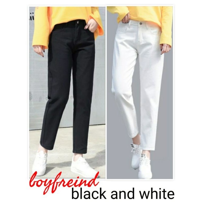 Boyfriend Jeans Putih 27-40 / Boyfriend Jeans Hitam / Boyfriend Jeans Jumbo