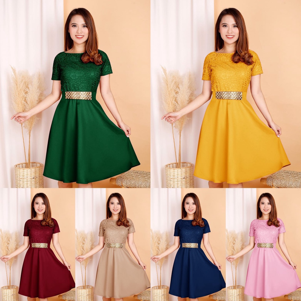 DRESS AYAMI KOREA TERBARU M-L-XL/DRES BROKAT PARTY/PROMO DRESS KOREA CANTIK GOOD QUALITY