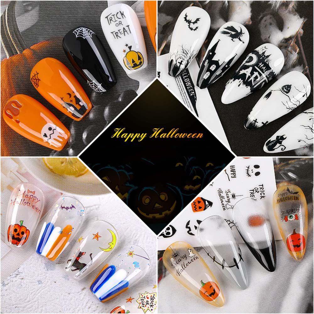 AUGUSTINA Agustina Dekorasi Nail Art Spider 1lembar Manicure Aksesoris Halloween Series Skeleton DIY Nail Decals