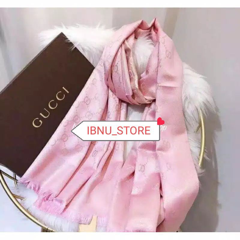 PASHMINA MOTIF GUCCI  || SYAL GLITER GUCCI || SLENDANG || PASHMINA || SHAWL || SELENDANG-Pink