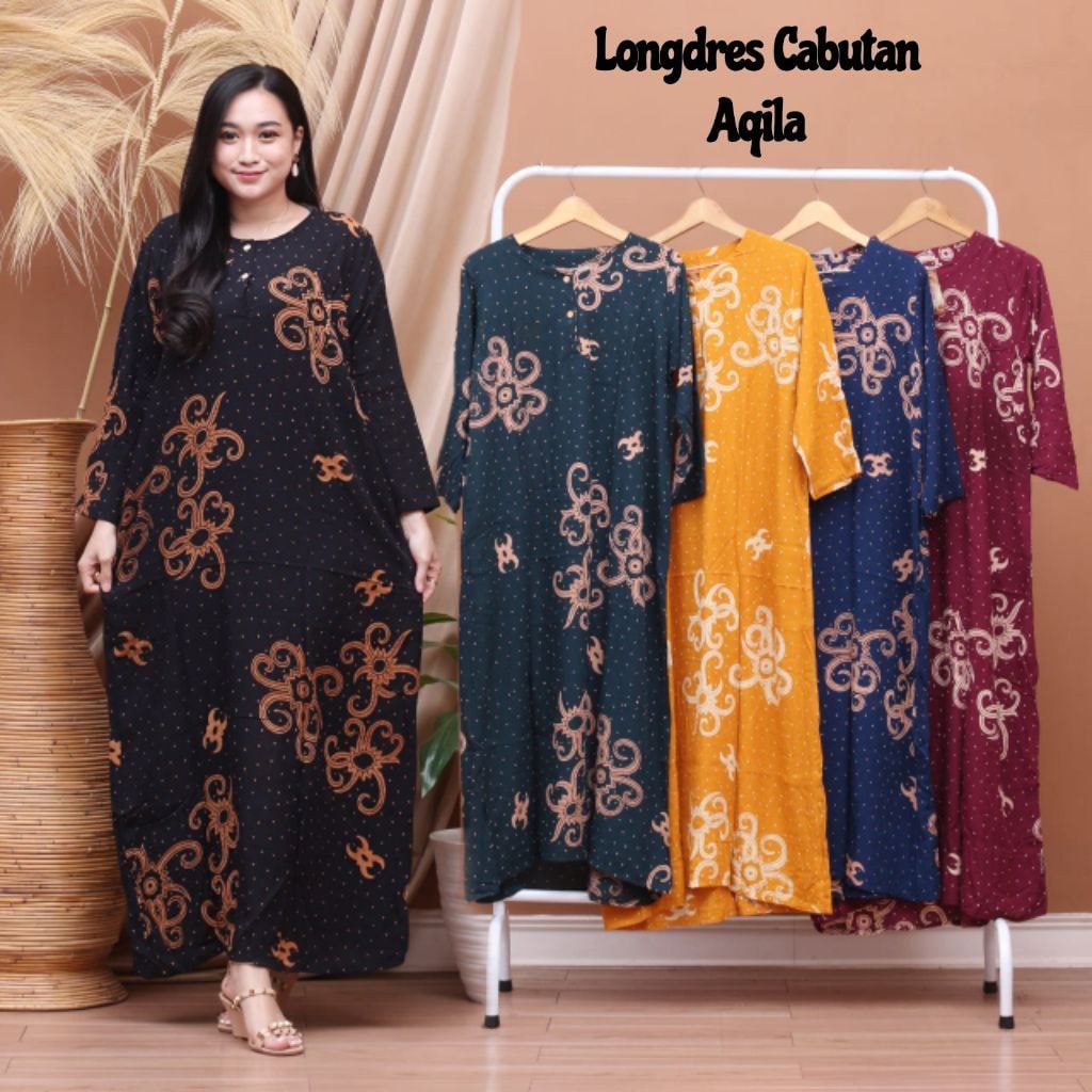 Longdress SURAT KABAR LD 100 - 110 I Daster Dress Batik Wanita Panjang Busui Kancing Depan Adem Kekinian Murah