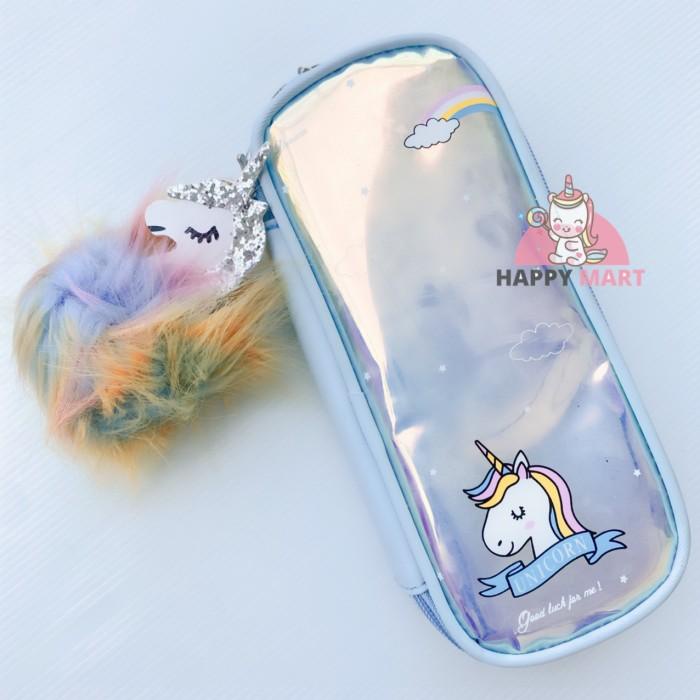 

Pensil Case Kotak Pensil Unicorn Hologram + Chain