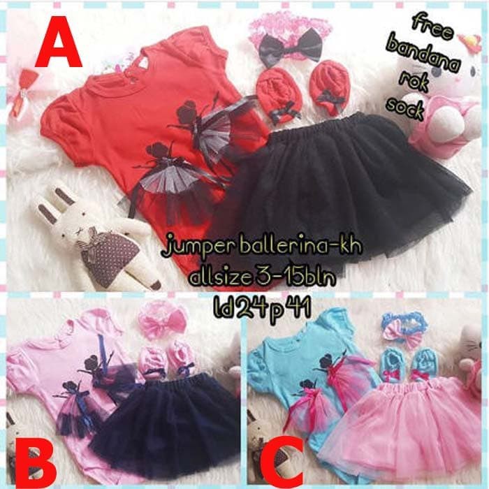TERMURAAHHH Baju Bayi Perempuan Setelan Jumper Bayi Lucu - Ballerina - All Size- Warna C Bagus