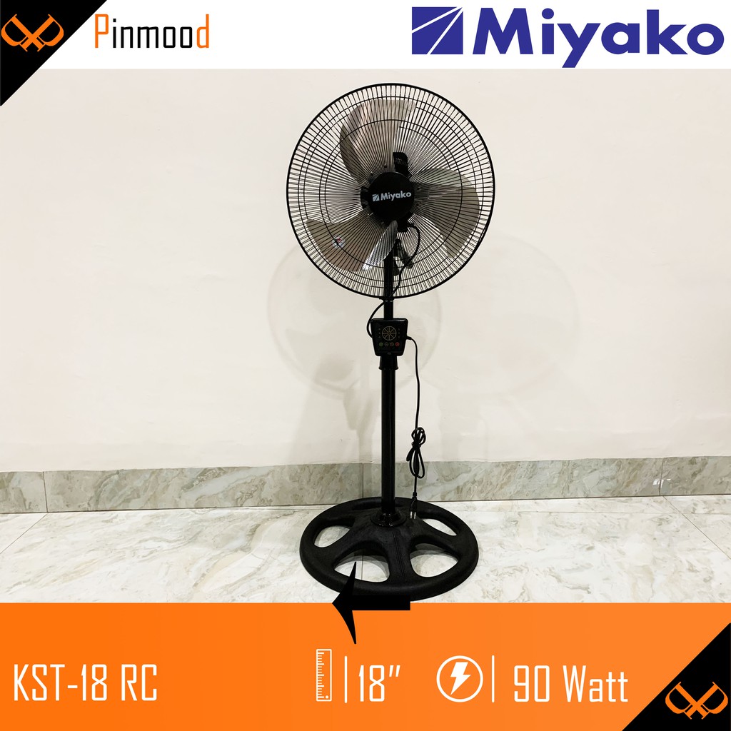 MIYAKO STAND WALL DESK FLOOR FAN / KIPAS ANGIN BERDIRI 18 INCH KST-18 RC STAINLESS STEEL 3 IN 1 REMOTE