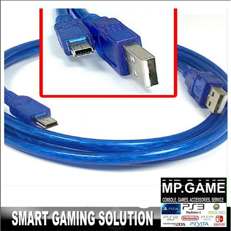 Kabel Charger Usb 5 pin 1.5M Untuk Stik PS3 Ps2 GampePad Bagus Dan Tebal