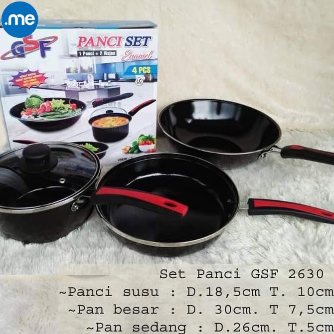 Panci Wajan Pengoorengan Set Enamel Anti Lengket 4 PCS GSF G 2630